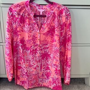 EUC Lilly Pulitzer toile silk Elsa blouse XS